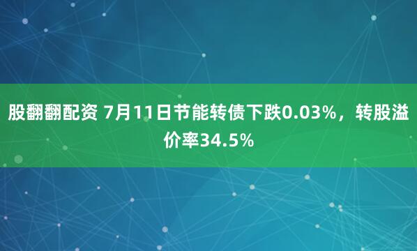 股翻翻配资 7月11日节能转债下跌0.03%，转股溢价率34.5%